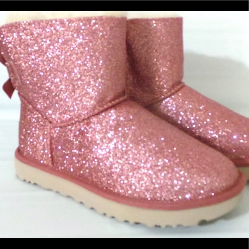 UGG Bailey Mini Pink Glitter Boots 8